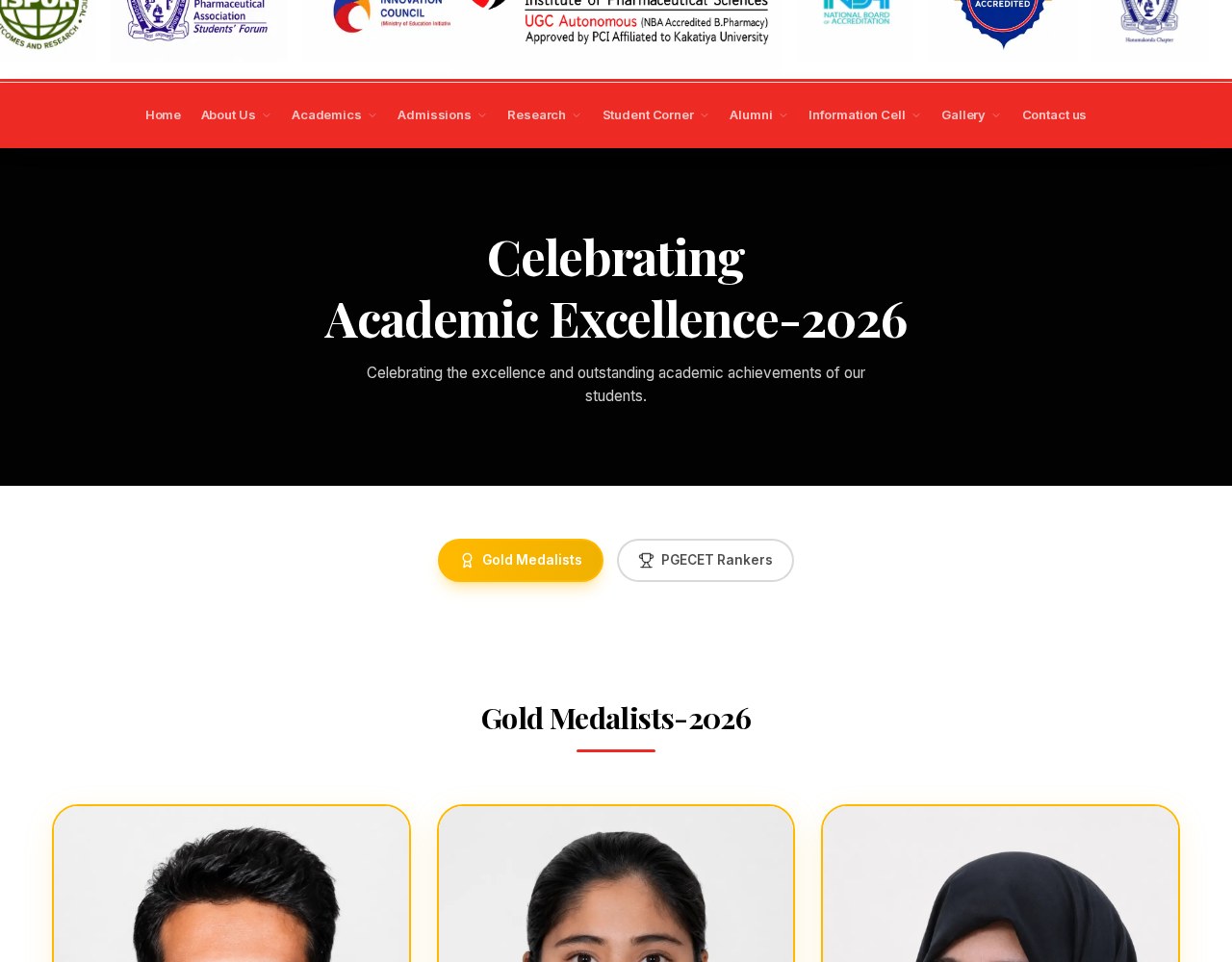 St. Peter’s Academic Excellence 2026 gold medalists page